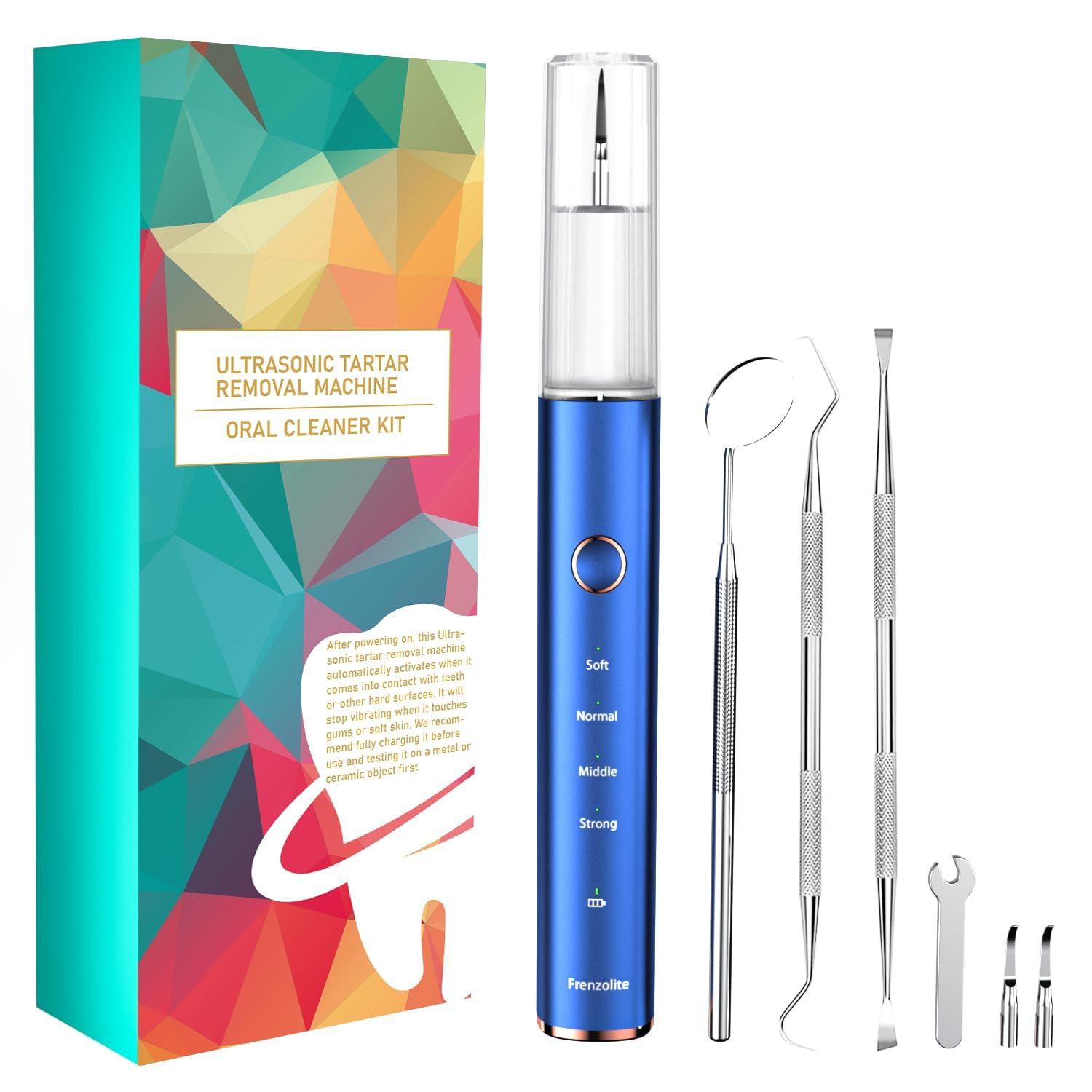 Dental Calculus Remover, Ultrasonic dental calculus remover for Teeth Cleaning with 4 Replaceable Heads and 3 Adjustable Modes.