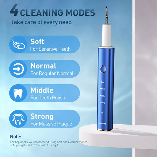 Dental Calculus Remover, Ultrasonic dental calculus remover for Teeth Cleaning with 4 Replaceable Heads and 3 Adjustable Modes.